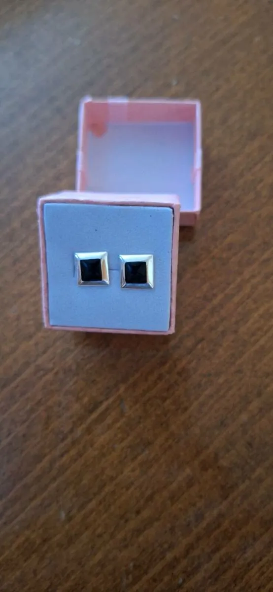 Sterling Silver Earrings Black - Image 1