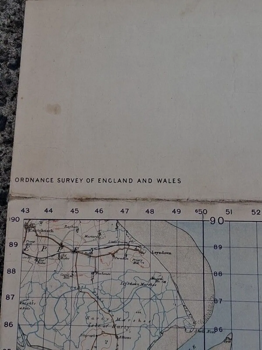 East Kent War Office WW11 Cloth Ordanance Map - Image 2