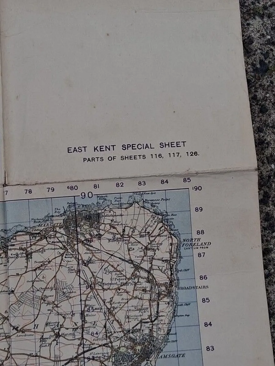 East Kent War Office WW11 Cloth Ordanance Map - Image 4