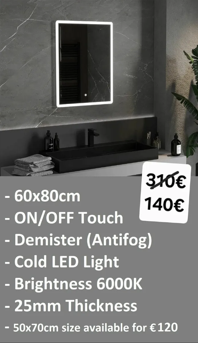 LED Bathroom Mirror 60x80cm - Image 2