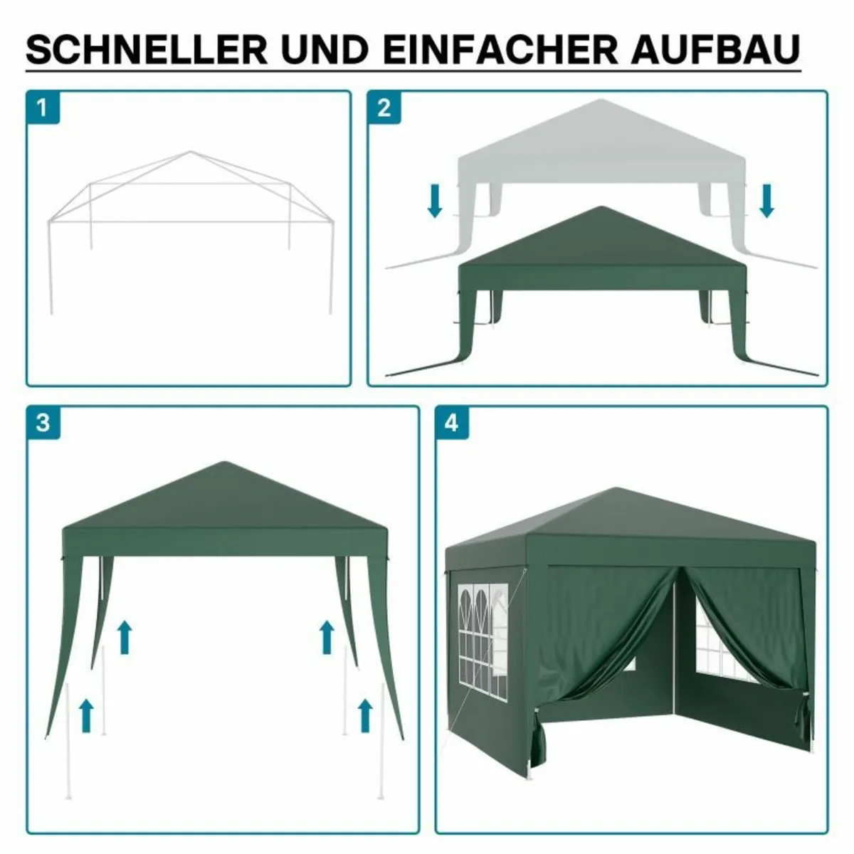 Waterproof 3x3m Gazebo with 4 Side Walls - Image 2