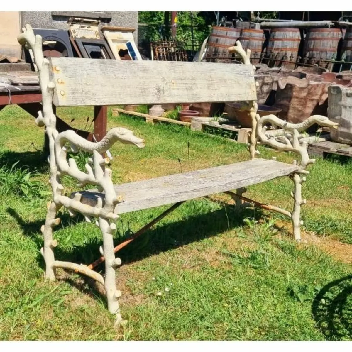 Bench Cast Iron and Timber Ornate Ends H23 - Image 3