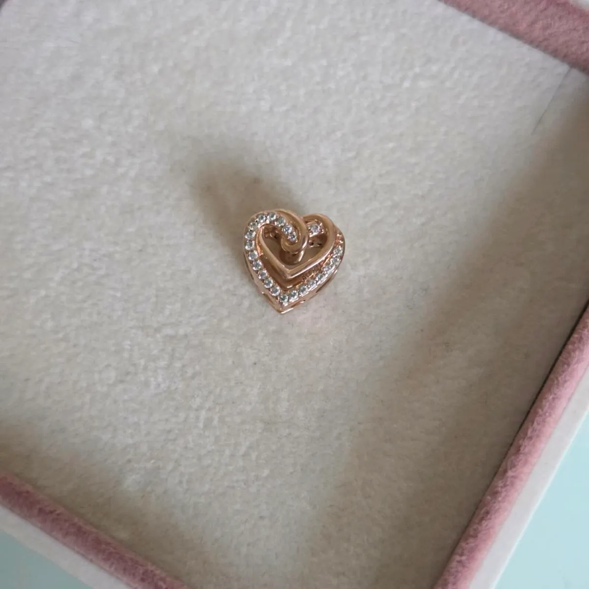 Pandora charm heart sparkly rose gold - Image 4