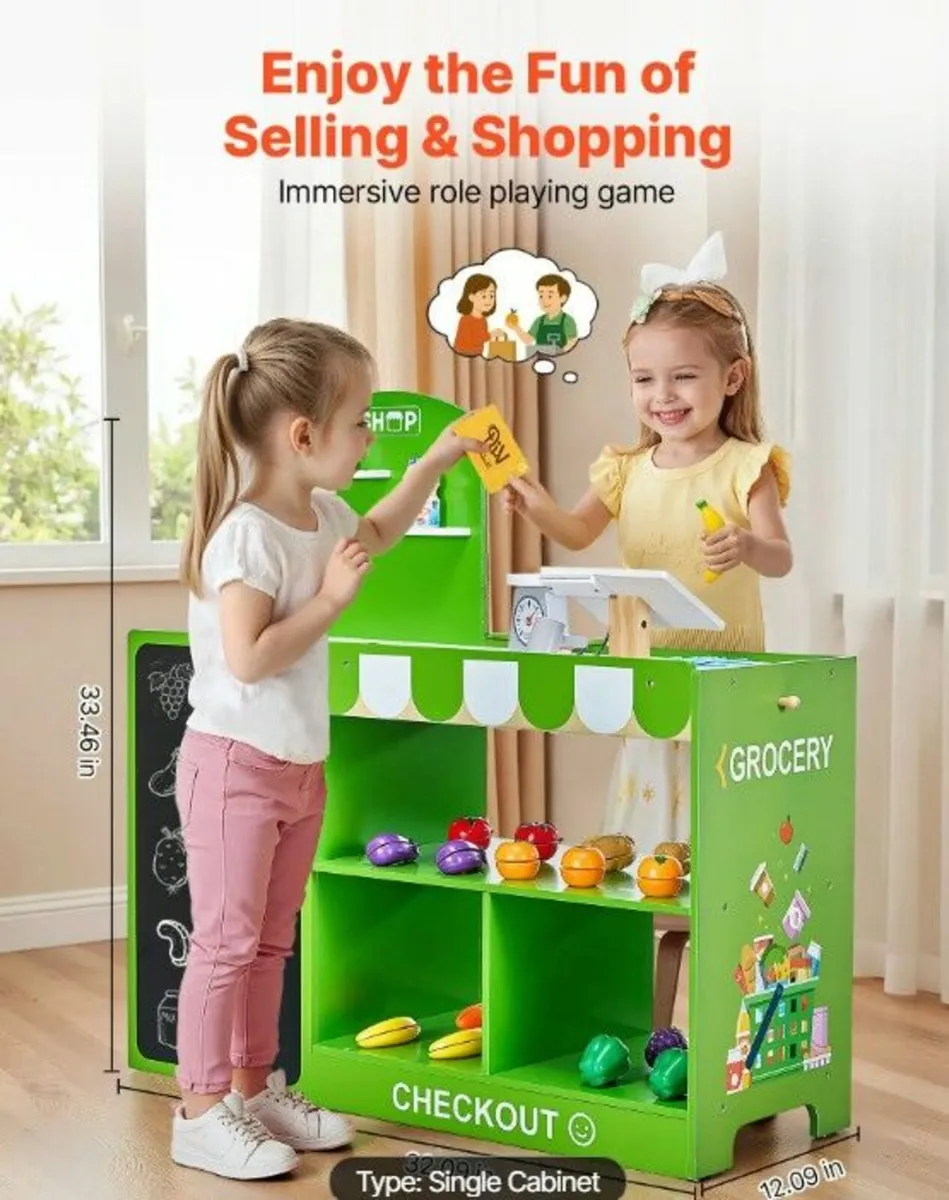 Kids Wooden Grocery Store Playset - Image 2