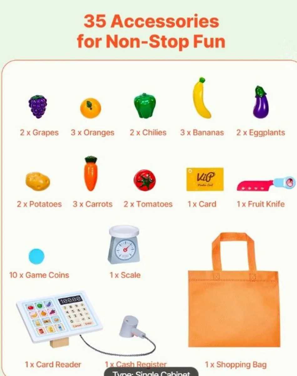 Kids Wooden Grocery Store Playset - Image 3