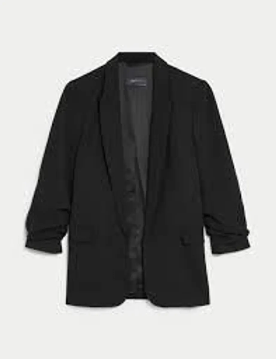 Ladies M&S Black Ruched Blazer: Size 10 - Image 4
