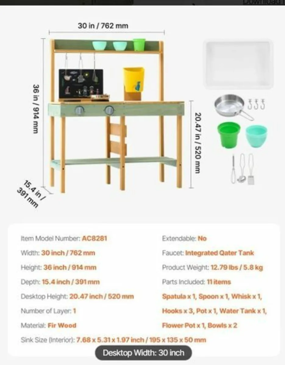 Wooden Play Kitchen - Image 2