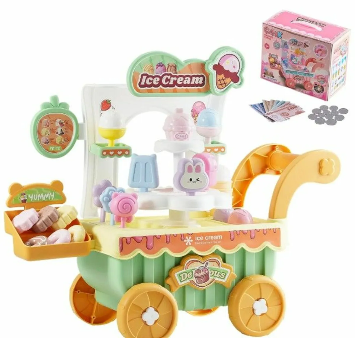 Kids Ice Cream Cart Playset | Lights & Music 3+ Ye - Image 1