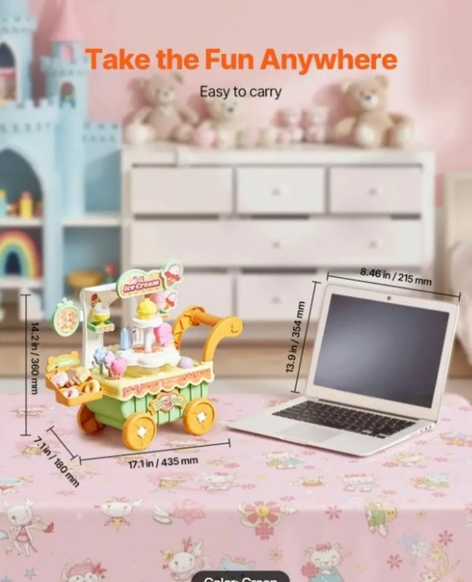 Kids Ice Cream Cart Playset | Lights & Music 3+ Ye - Image 2