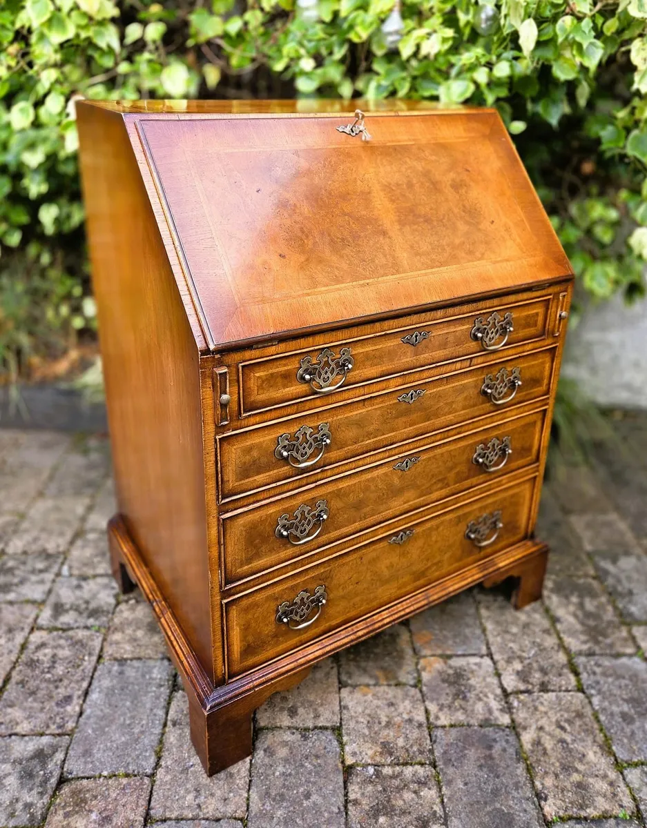Large Vintage Walnut Bureau Desk - Image 1