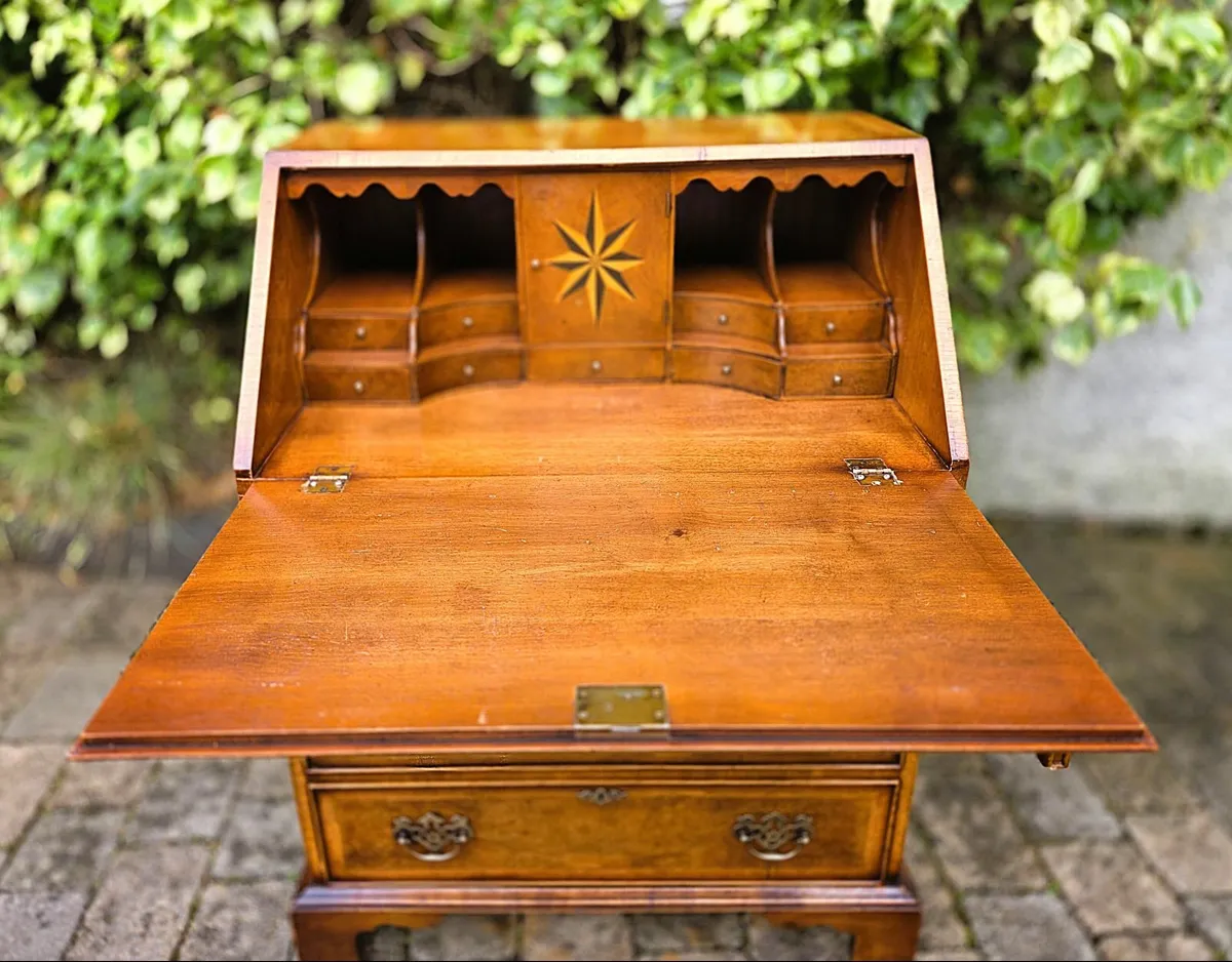 Large Vintage Walnut Bureau Desk - Image 2