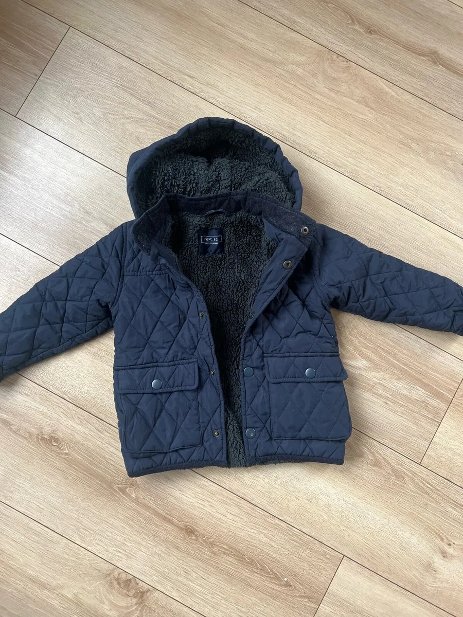 Boys Quilted Navy Coat from Next - Image 1