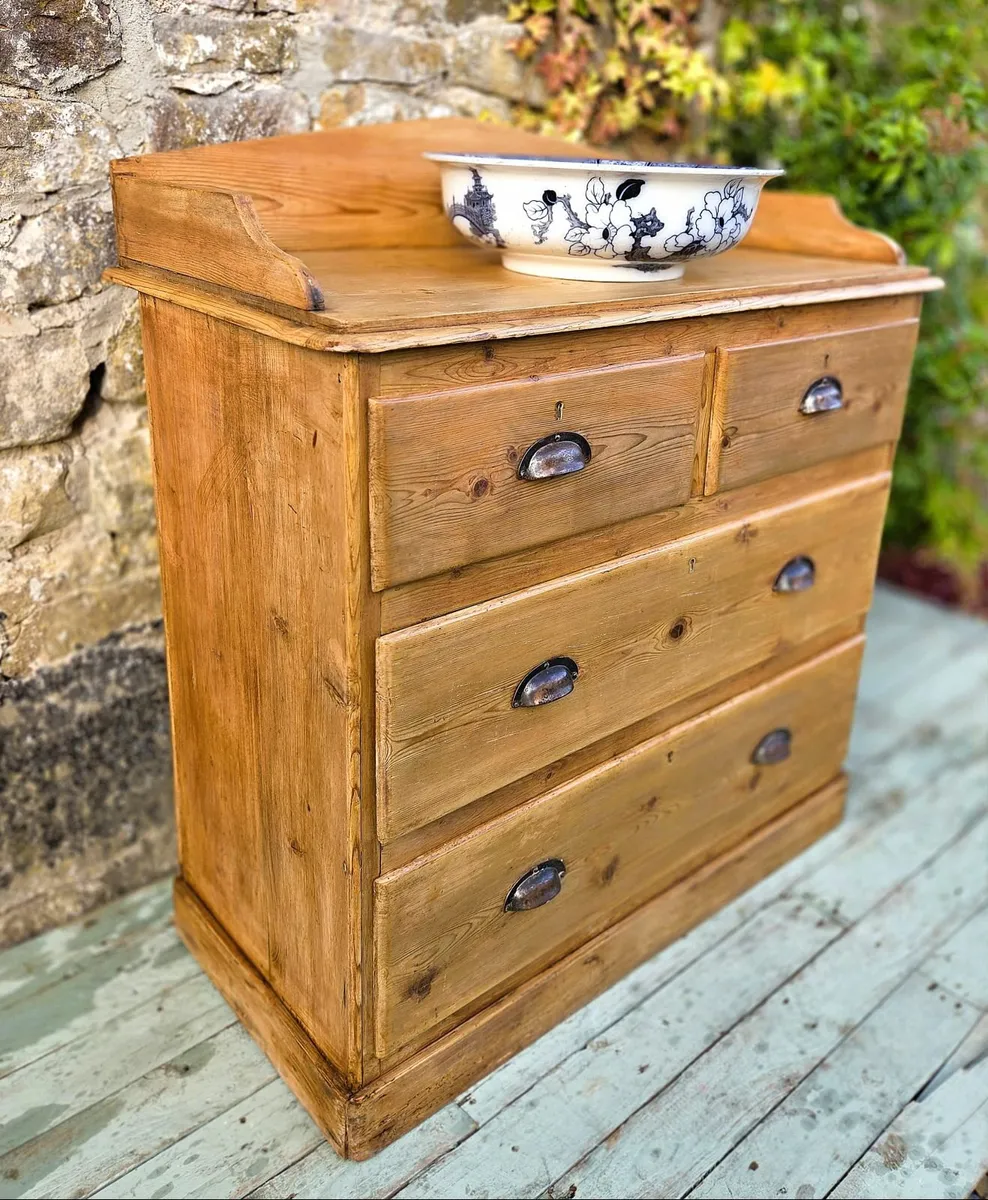 Victorian Pine Gallery Back Chest- Circa 1880 - Image 2