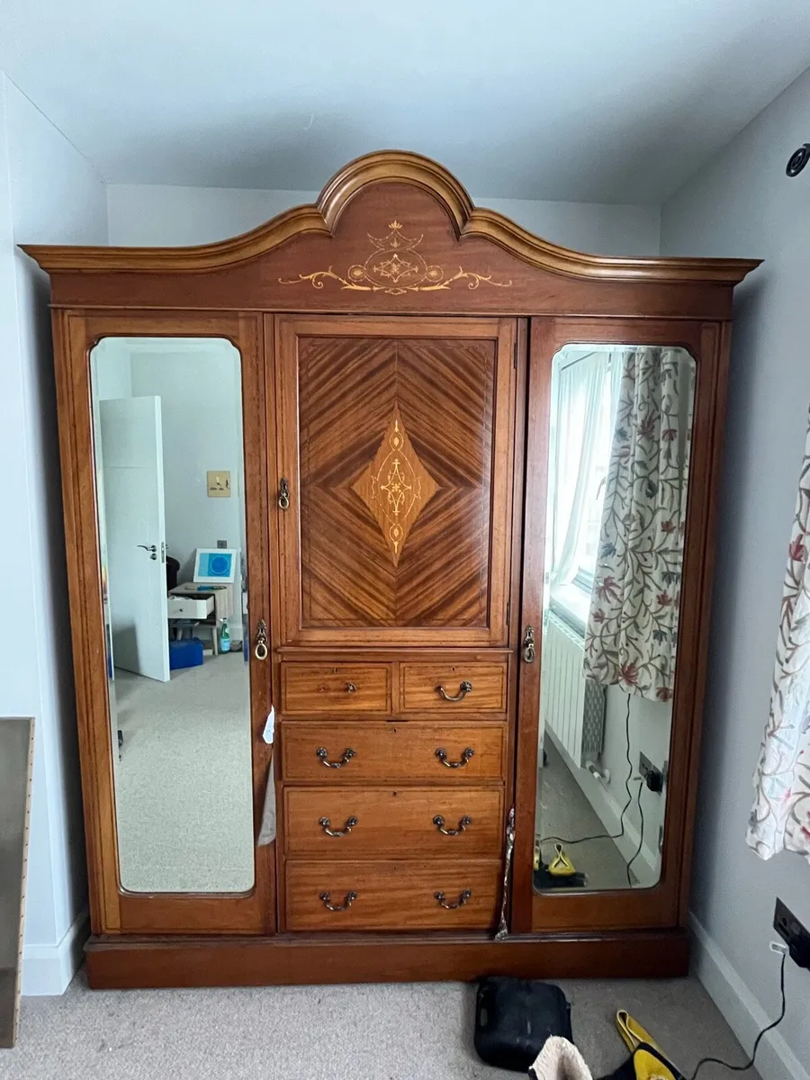 Inlaid Edwardian 3 section wardrobe