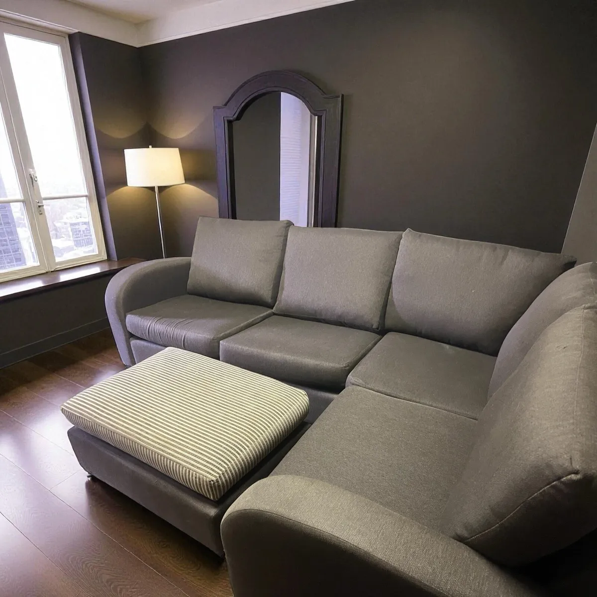 Brown Corner sofa L shaped couch furniture - Image 1