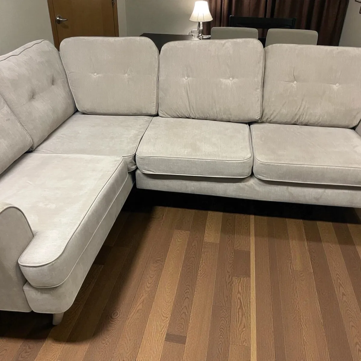 Light grey corner sofa L shaped delivery available - Image 3