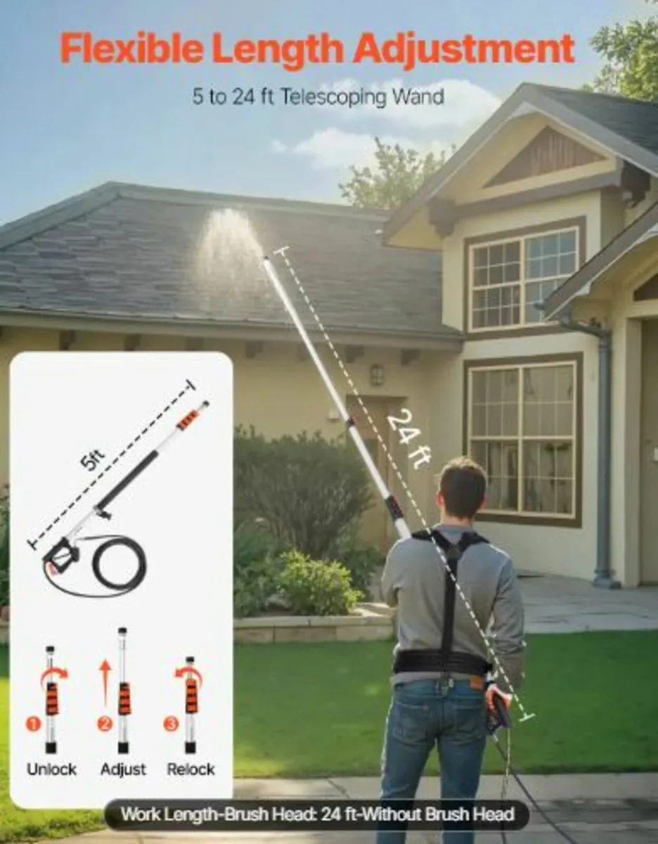 Pressure Washer Telescoping Wand, 24 ft, 4000 psi - Image 2