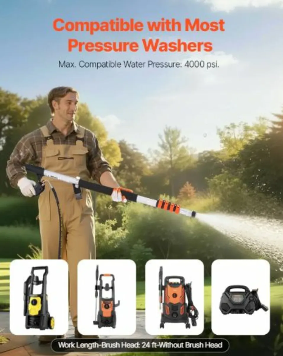 Pressure Washer Telescoping Wand, 24 ft, 4000 psi - Image 3