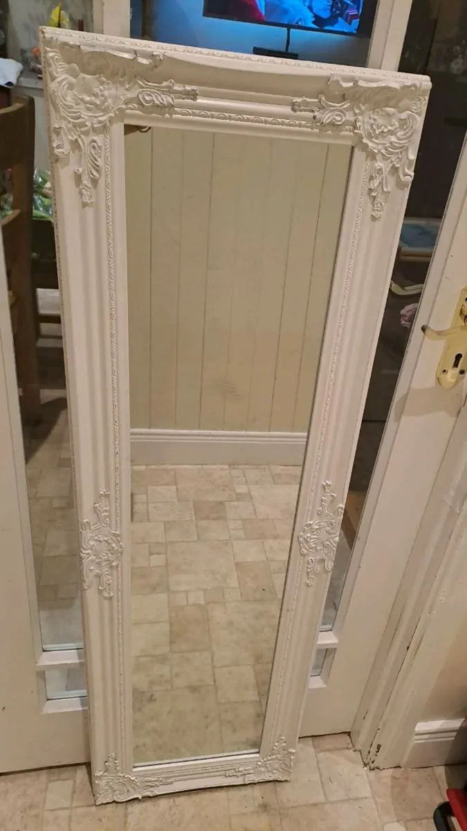 Rectangular mirror white carved - Image 1