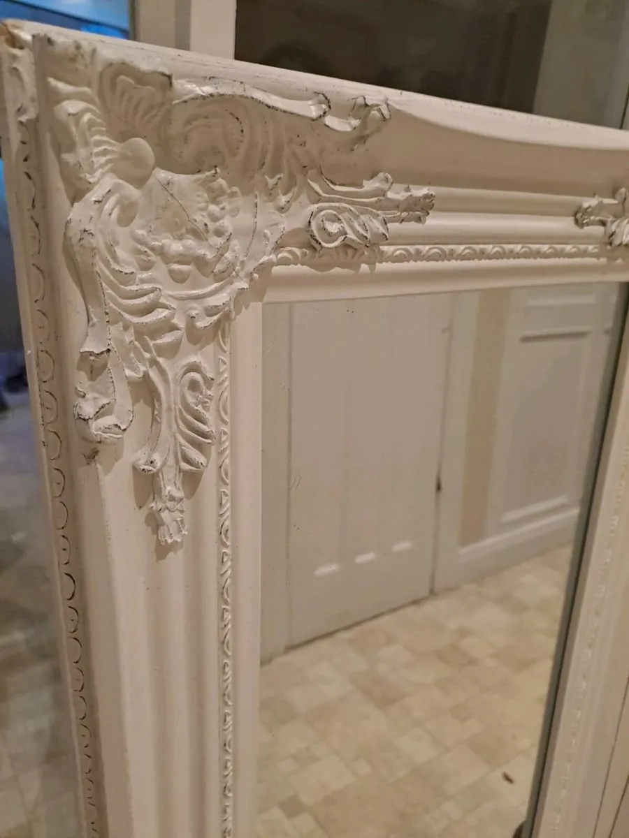 Rectangular mirror white carved - Image 2