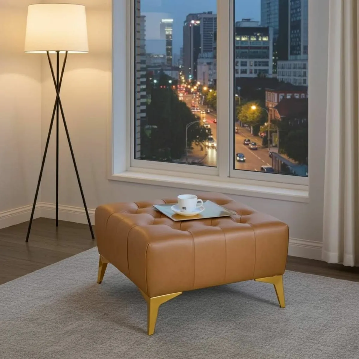 Chesterfield coffee table ecoleather Pouffe otoman - Image 4