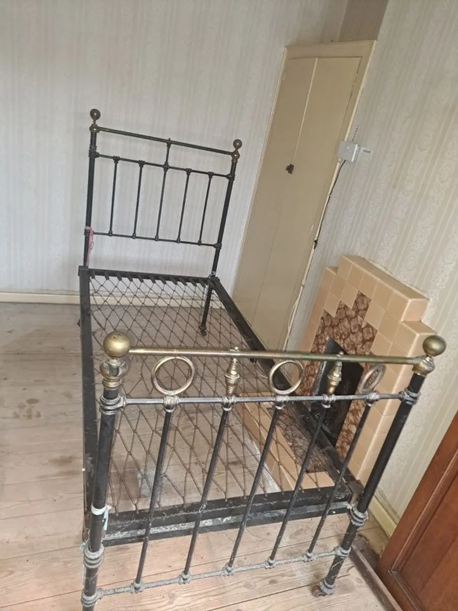 Vintage or antique bed frame, likely from the Victorian era - Image 1