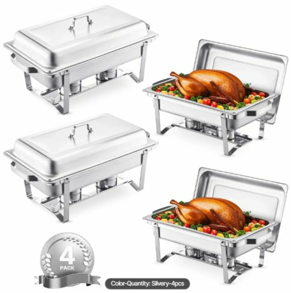 Chafing Dish Buffet Set,8Qt 4Pack,Stainless Steel - Image 1