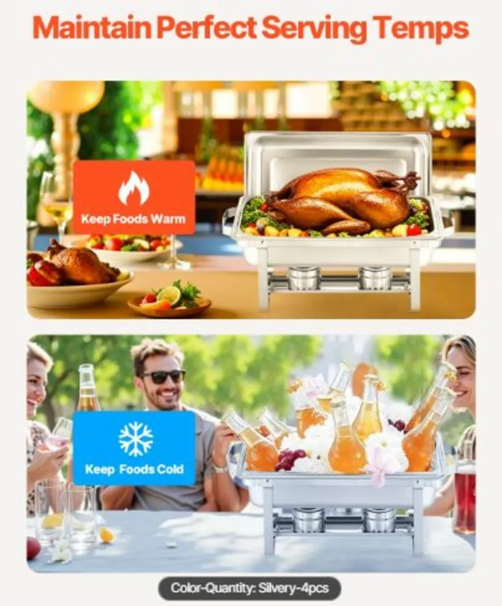 Chafing Dish Buffet Set,8Qt 4Pack,Stainless Steel - Image 4