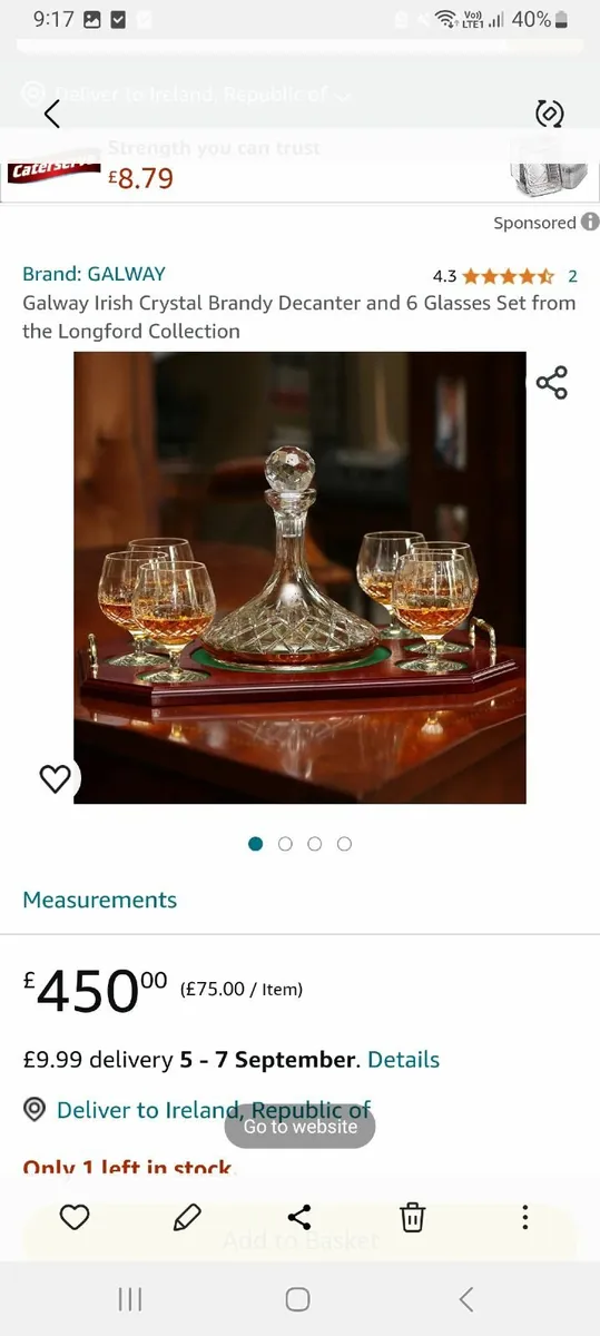 Galway crystal whiskey decanter and glasses on a t - Image 1
