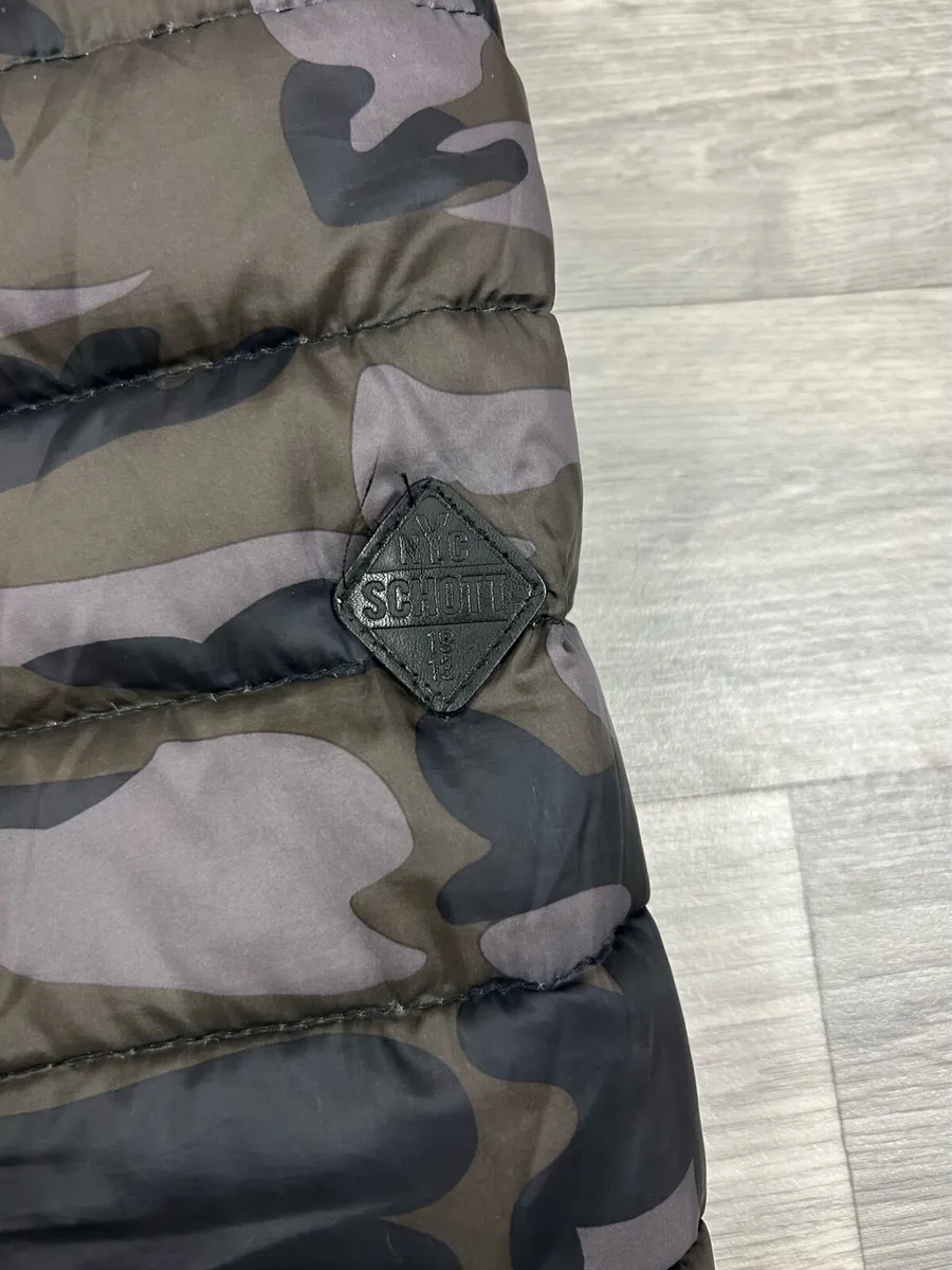 Schott NYC Down Filled Camo Puffer Jacket Mens S - Image 3