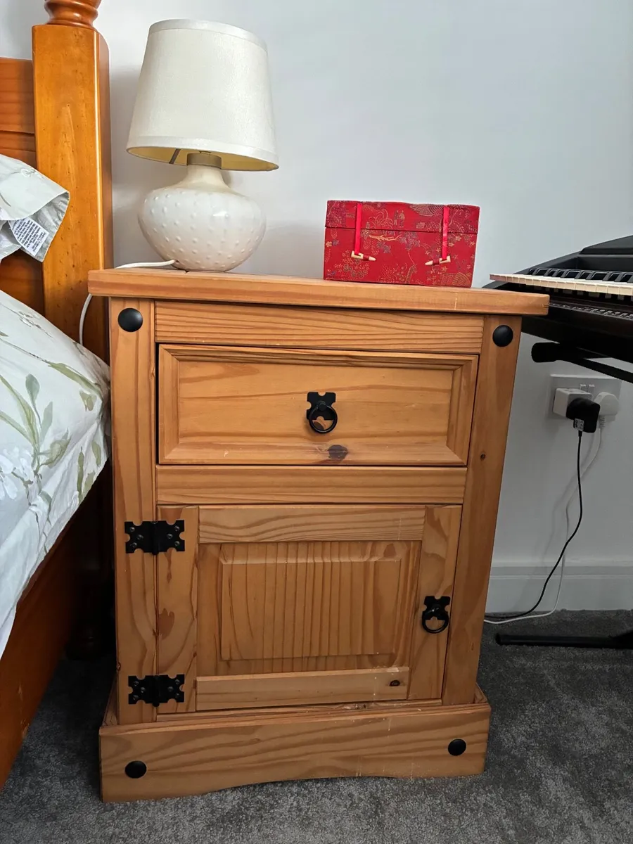 King size bed frame and bedside lockers - Image 1