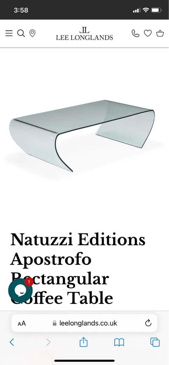 Natuzzi Apostrofo coffee table brand new in box - Image 1