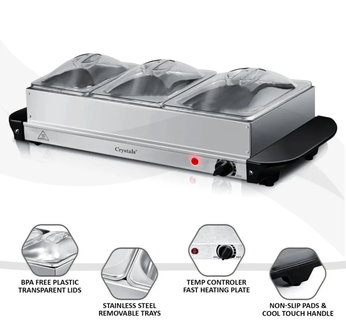 Electric Food Warmer Buffet Server 300w Hot Plate - Image 2