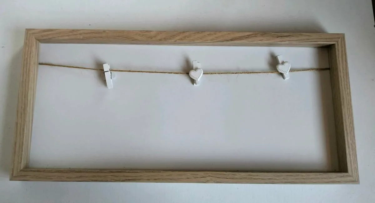 Rustic Photo Frame with Heart Clips