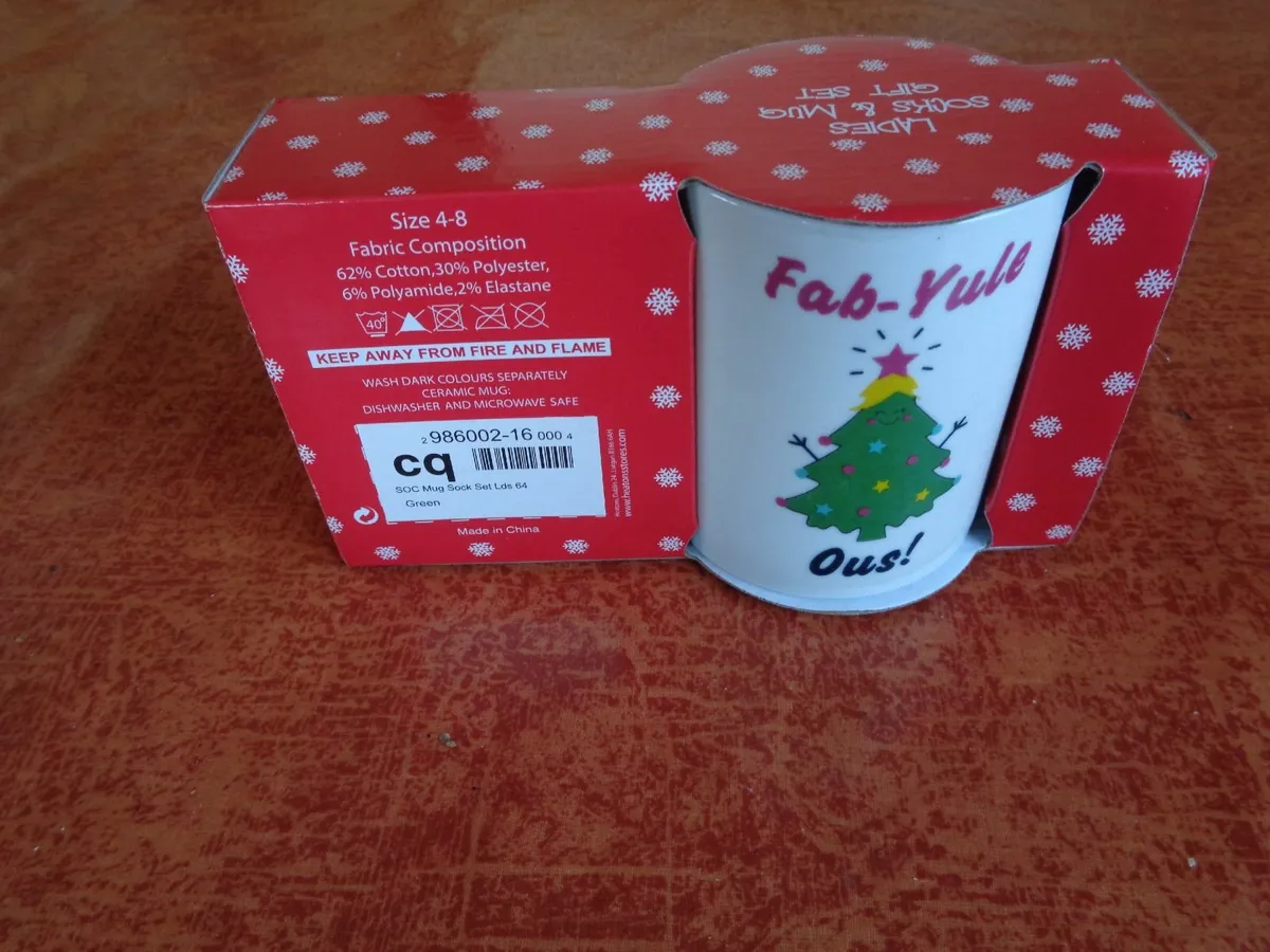 Ladies Christmas Socks and Mug Set for Sale - Image 3