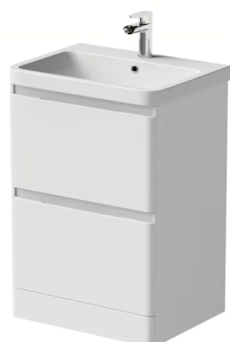 Floor standing Vanity unit 600mm Width 2 Drawer - Image 1