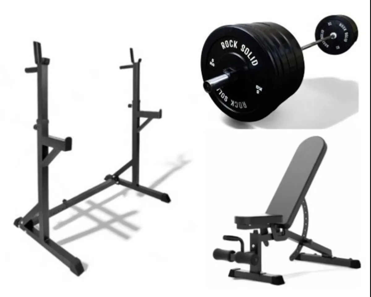 Squat rack, Barbell, Weights, Bench (new) - Image 1