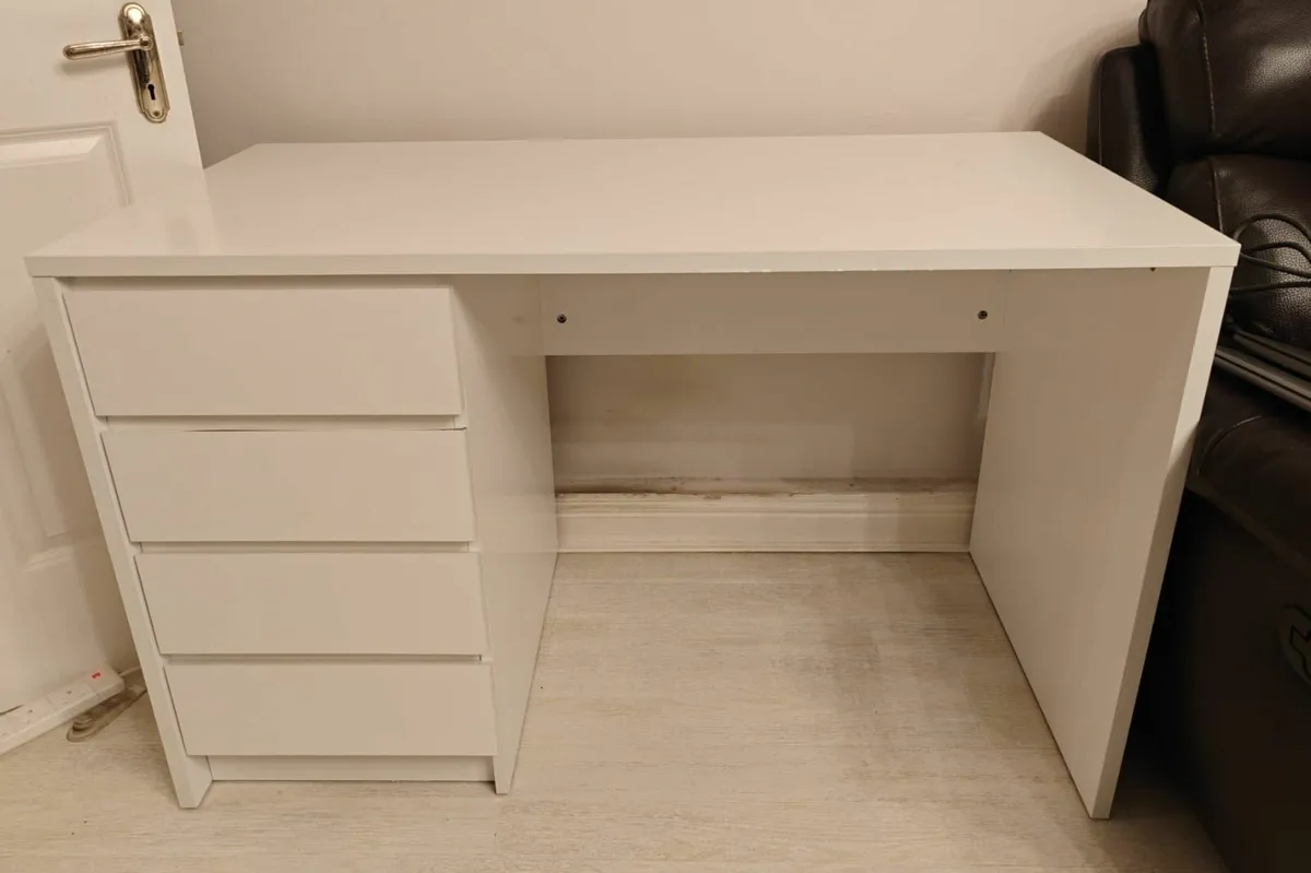 A JYSK Table 120 cm X 60 CM, with 4 drawer, White