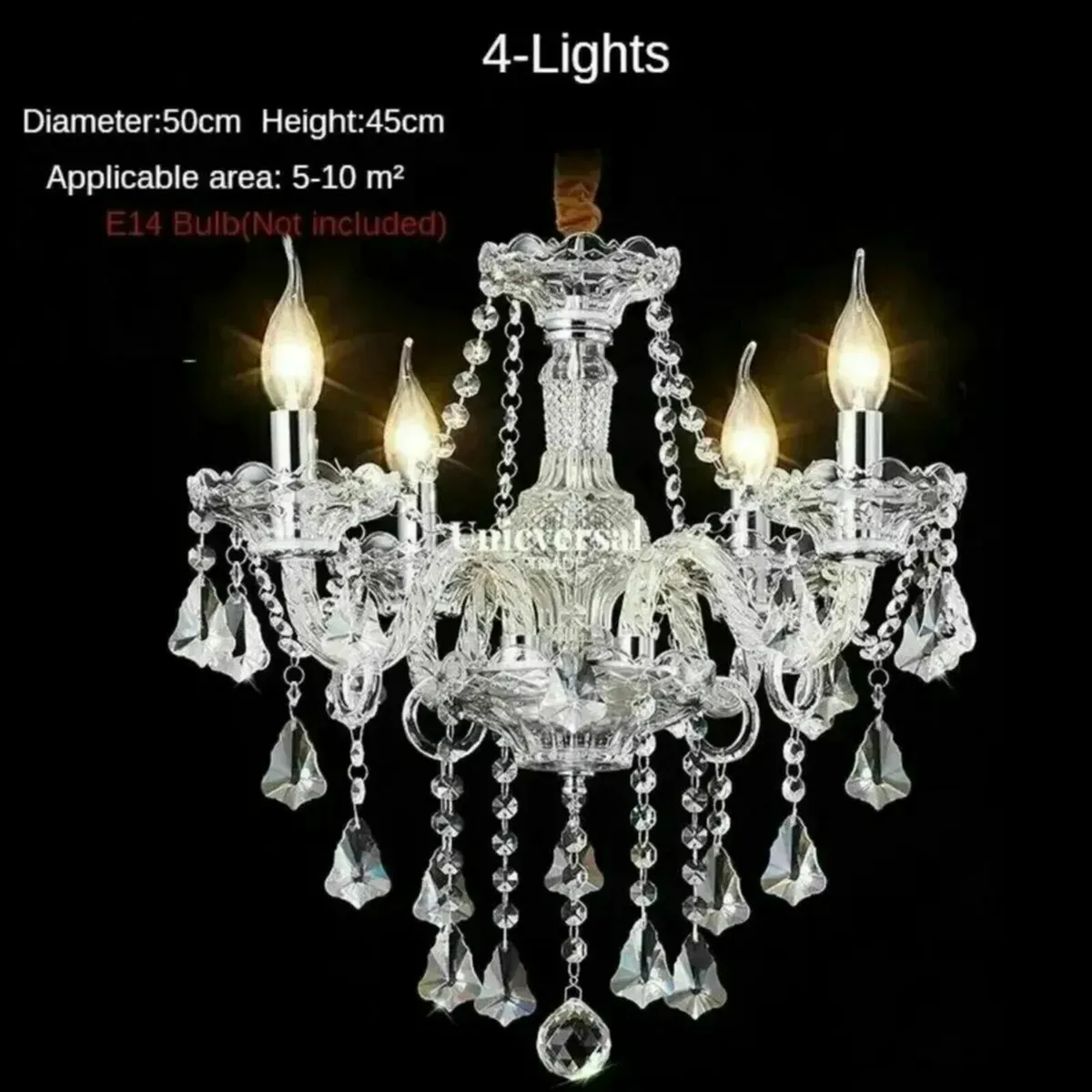 Modern 4 Bulb Crystal Chandelier Luxury Light - Image 2