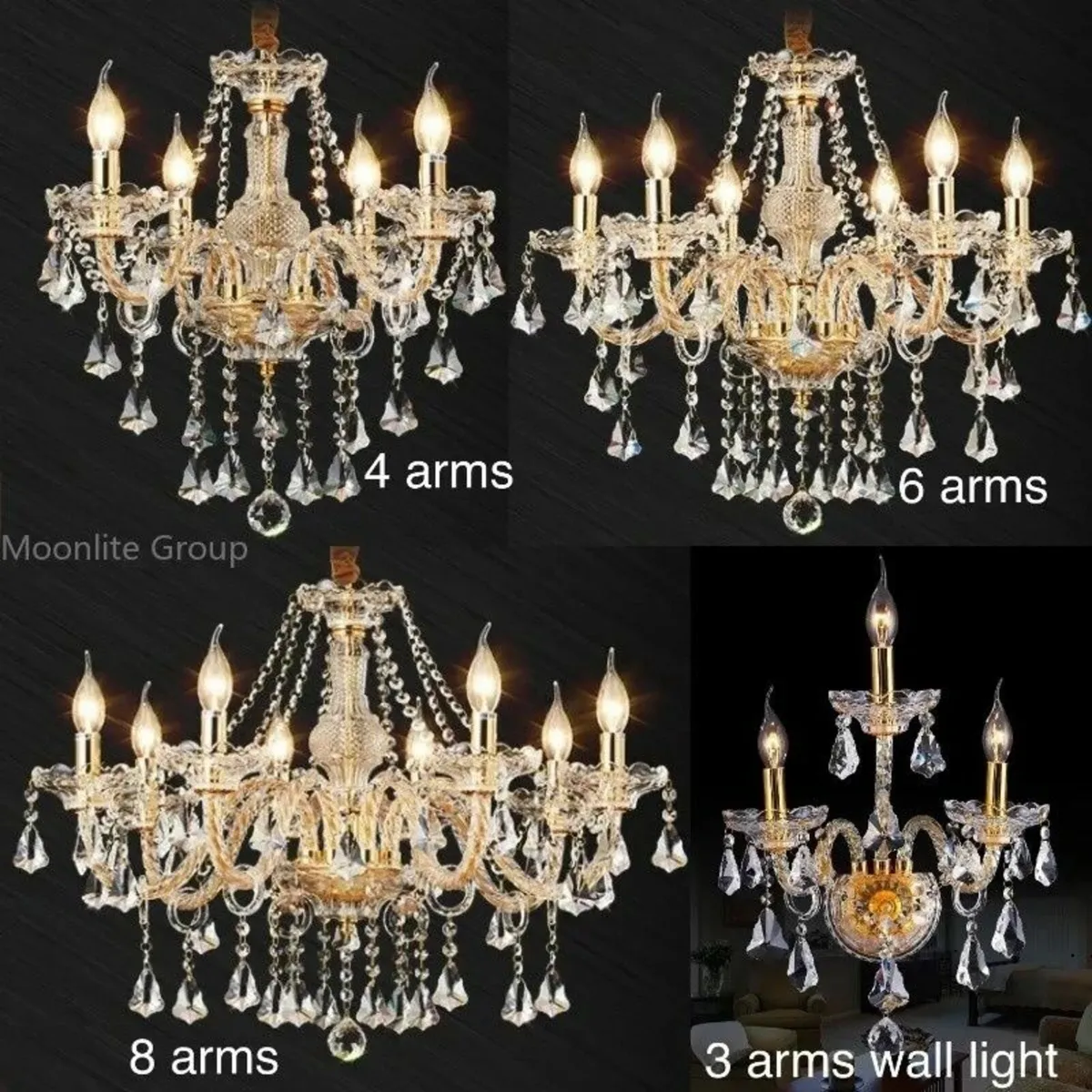 Modern 4 Bulb Crystal Chandelier Luxury Light - Image 4