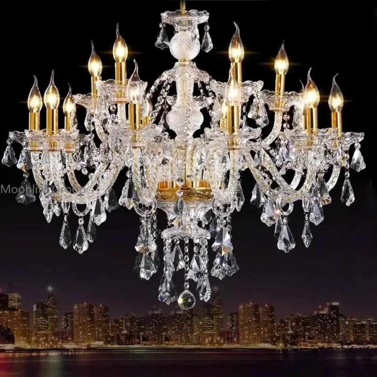 Crystal Chandelier 10 Lights Elegant Droplet - Image 1