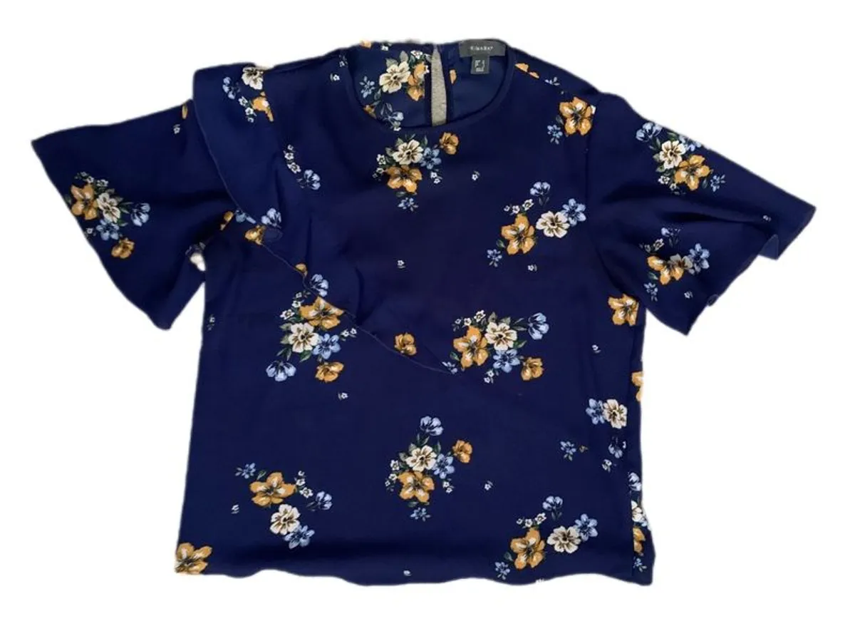 Blue Floral Top and Cardigan: Size 10 - Image 1