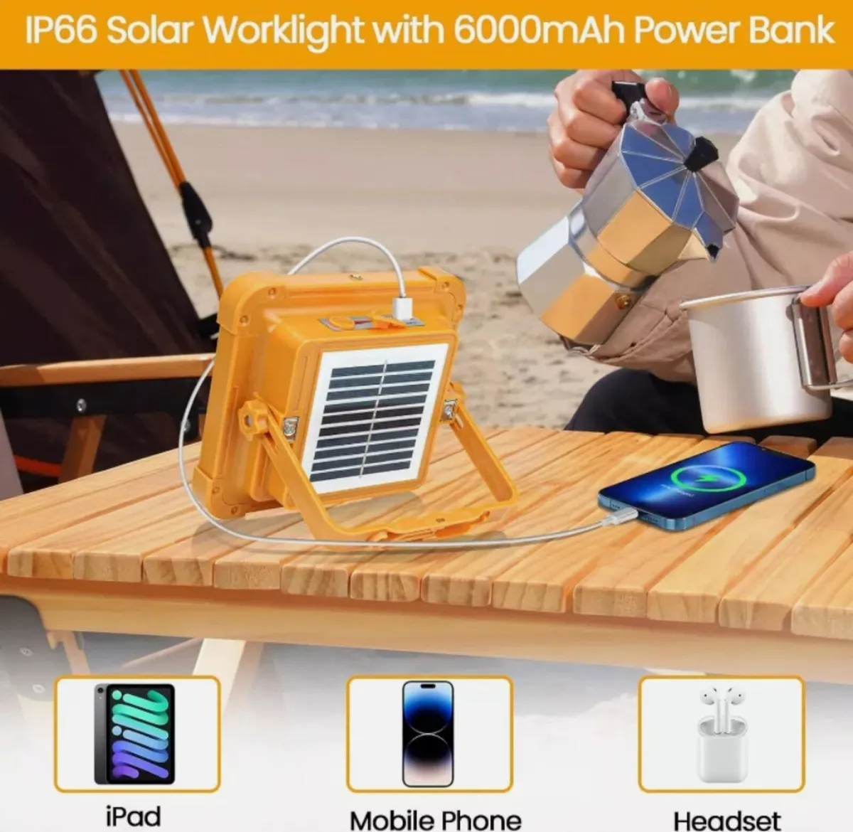 LED Work Light Solar Portable Floodlight NEW - Image 4