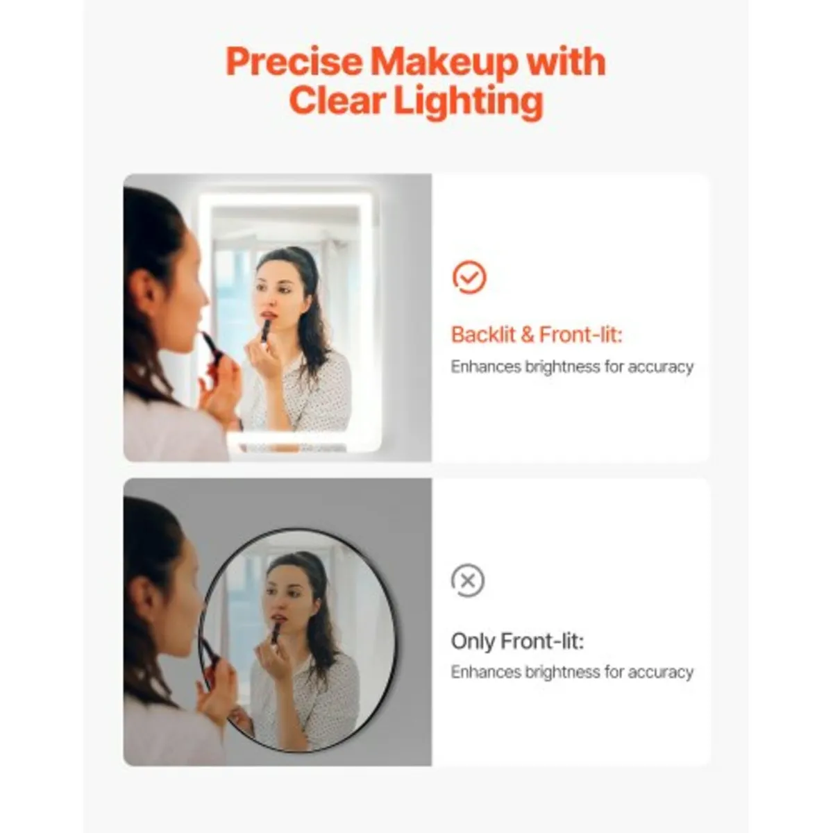 LED Bathroom Mirror, 50 x 70 cm LED Bathroom Vanit - Image 3