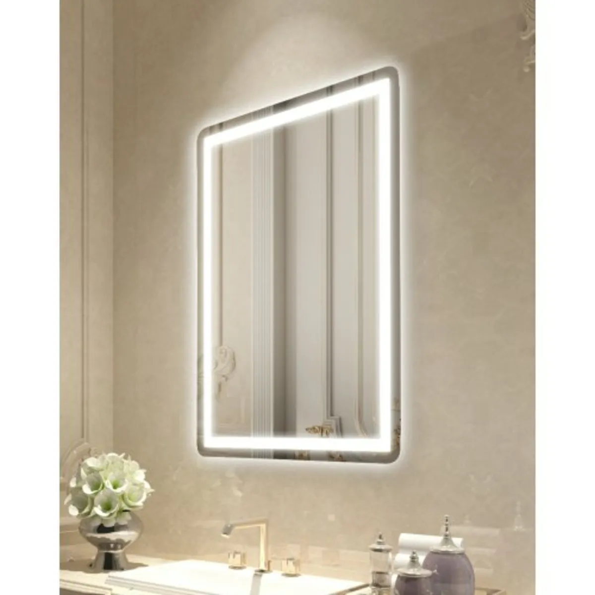LED Bathroom Mirror, 60 x 80 cm LED Bathroom Vanit - Image 1