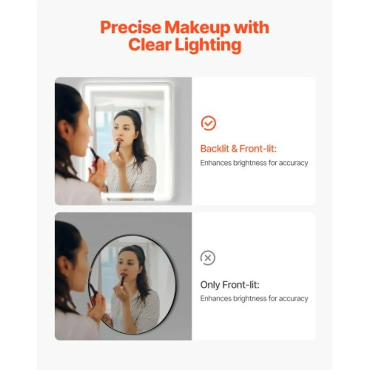 LED Bathroom Mirror, 60 x 80 cm LED Bathroom Vanit - Image 2