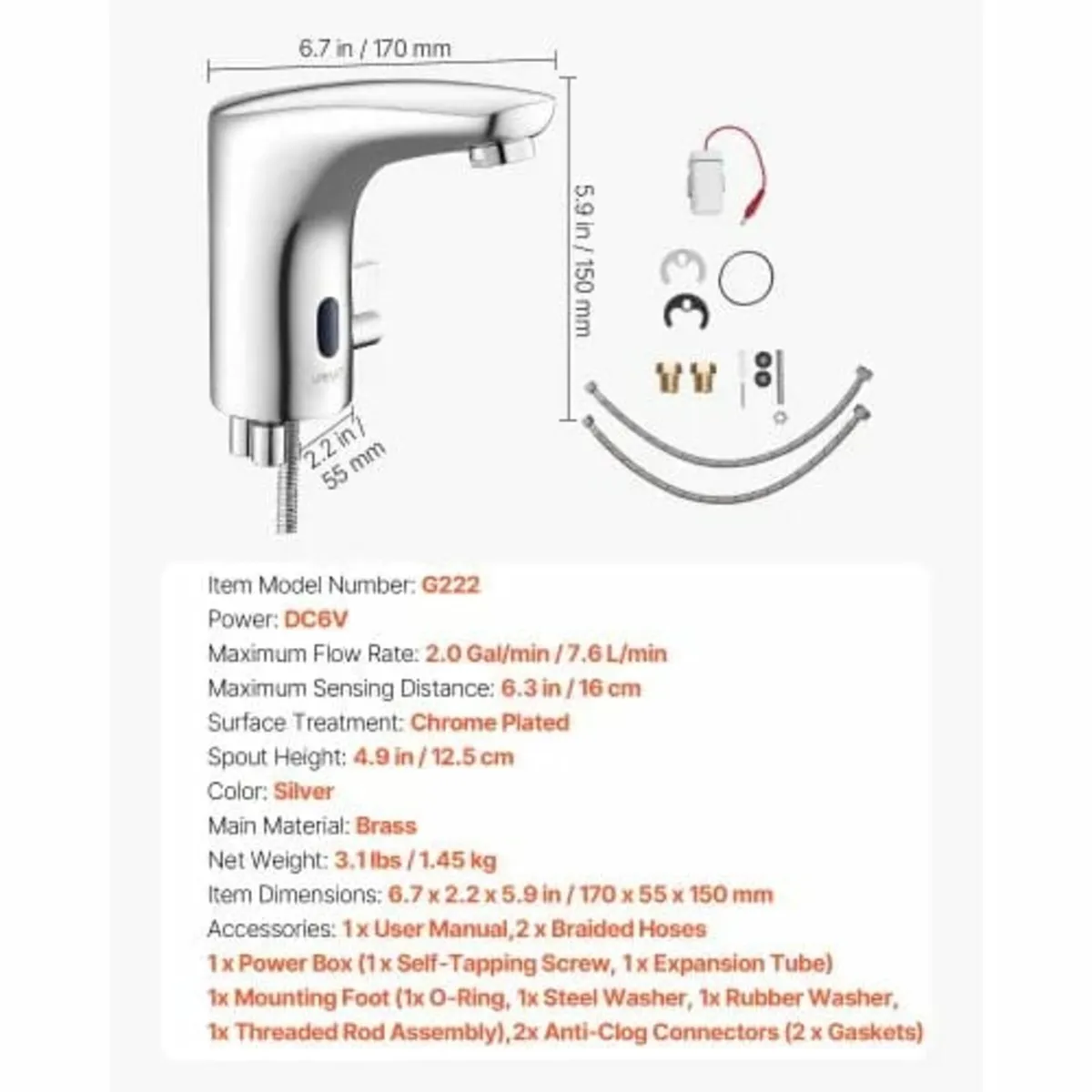 Touchless Bathroom Sink Faucet, Automatic Motion S - Image 2