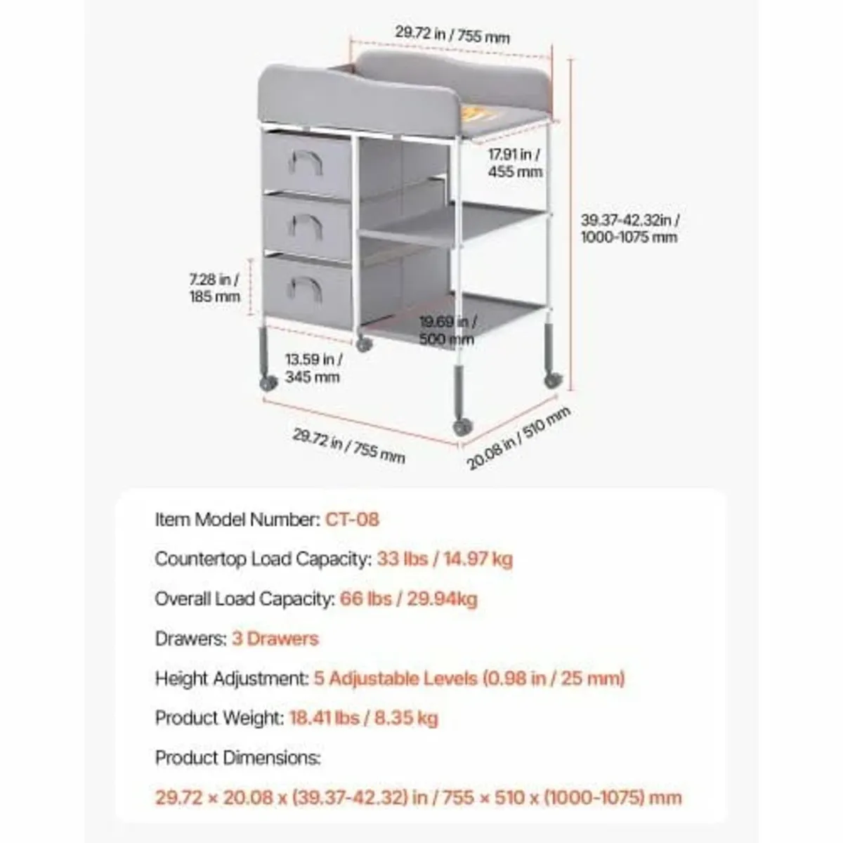 Baby Changing Table, Portable Diaper Change Statio - Image 3