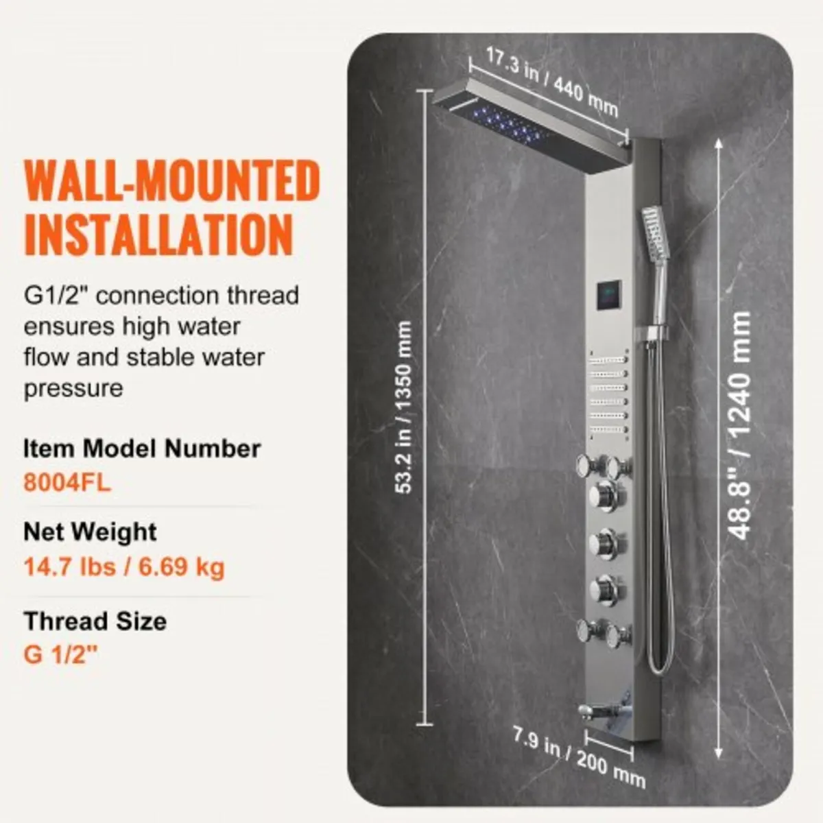 Shower Panel System, 6 Shower Modes, LED & Screen - Image 3