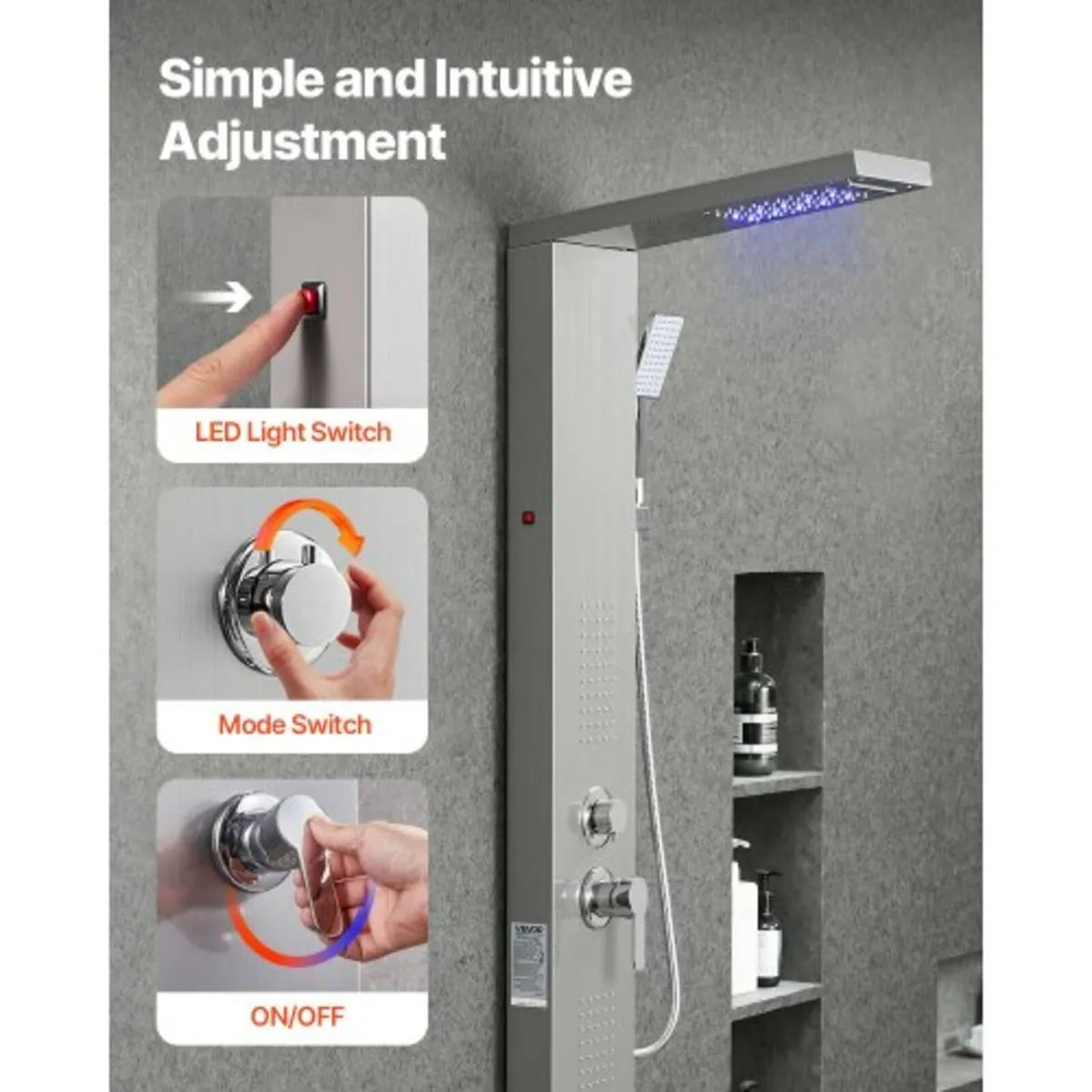 Shower Panel Tower System with Rainfall Waterfall - Image 4